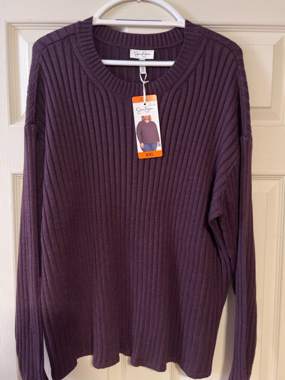 Jessica Simpson Ribbed Knit Sweater Purple Long Sleeve Cozy Size XXL NWT